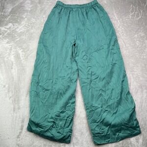 American Eagle‎ Wide Leg Pants Womens M Teal Green Solid Pleated Flowy Relaxed
